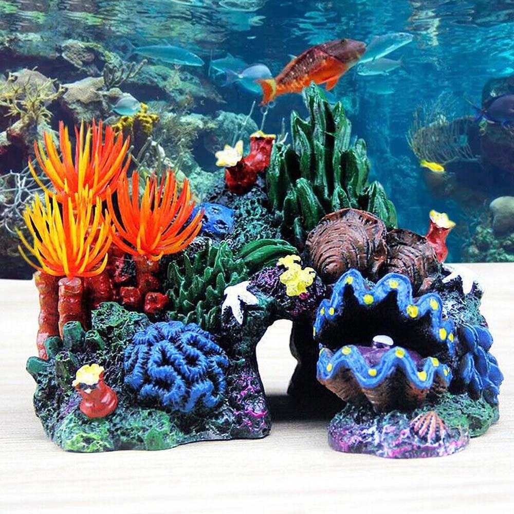 Aquarium Planted Background - Аквариумное украшение, Искусственный коралловый риф, остров,
